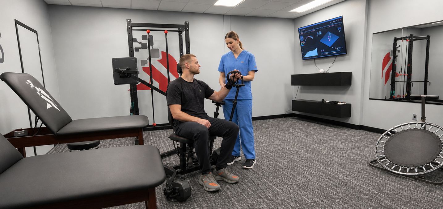 Orthopedic physical therapy session for elbow and shoulder at TKM Labs in Salt Lake City